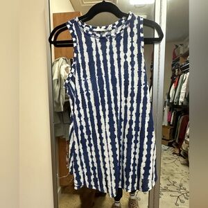 Athleta Blue and White Tie-Dye Top